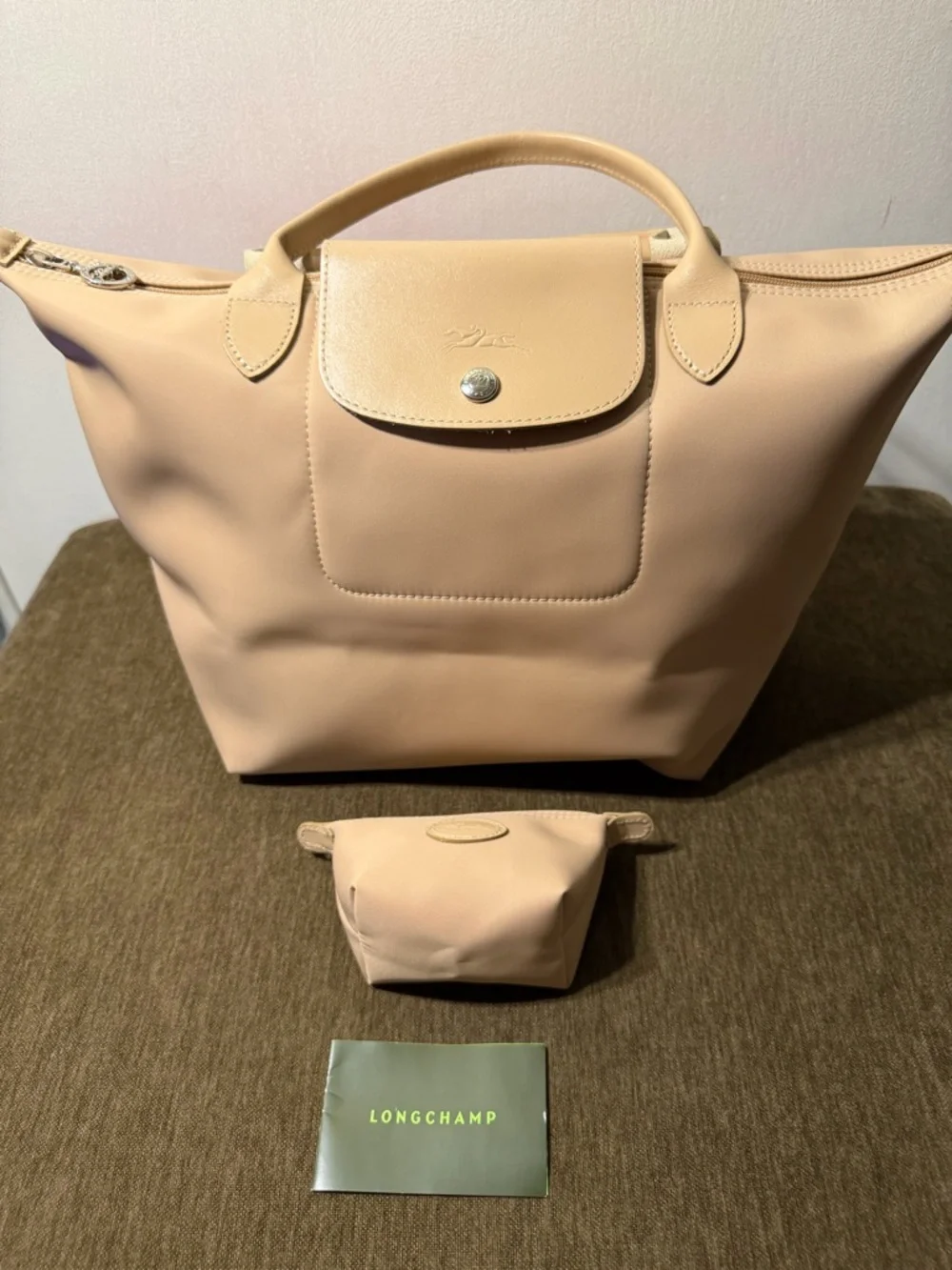 Longchamp Beige Leather Le Pliage Cuir Tote with Pouch - Picture 1 of 11